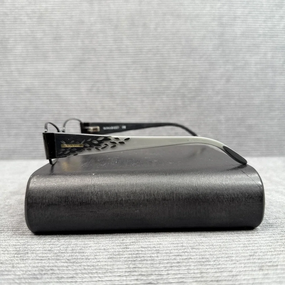 Nina Ricci NR2255 Black Oval Eyeglasses Metal Frames Womens Y2K